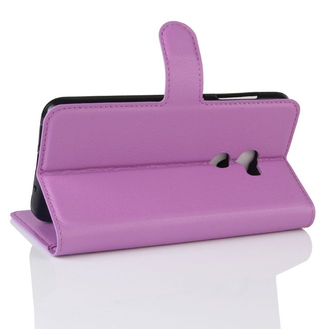 HTC One X10 Handy Hülle - Case aus Leder - mit Litchitextur und Standfunktion - purpur