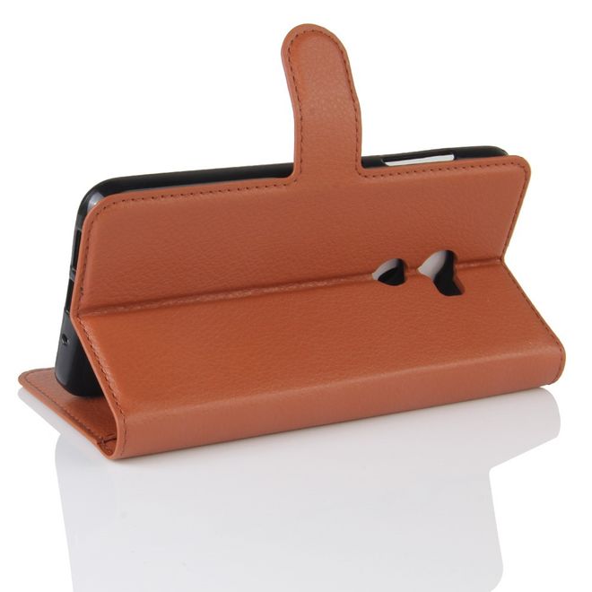 HTC One X10 Handy Hülle - Case aus Leder - mit Litchitextur und Standfunktion - braun