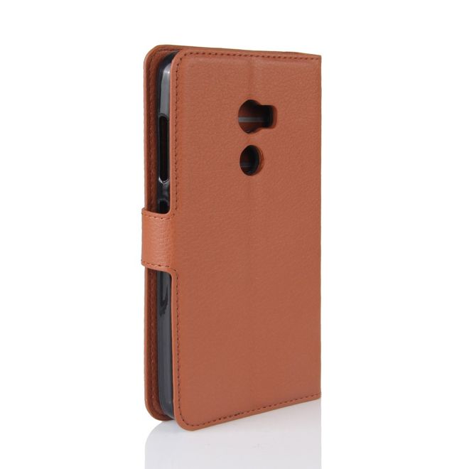 HTC One X10 Handy Hülle - Case aus Leder - mit Litchitextur und Standfunktion - braun