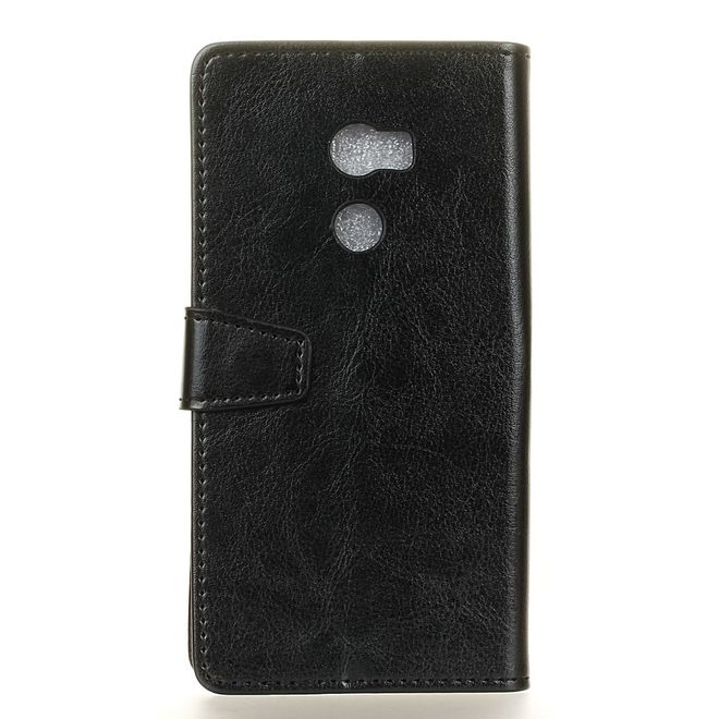 Handyhülle für HTC One X10 - Crazy Horse Leder Cover - mit Standfunktion - schwarz
