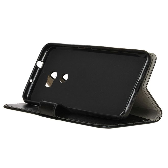 Handyhülle für HTC One X10 - Crazy Horse Leder Cover - mit Standfunktion - schwarz