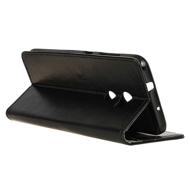 Handyhülle für HTC One X10 - Crazy Horse Leder Cover - mit Standfunktion - schwarz