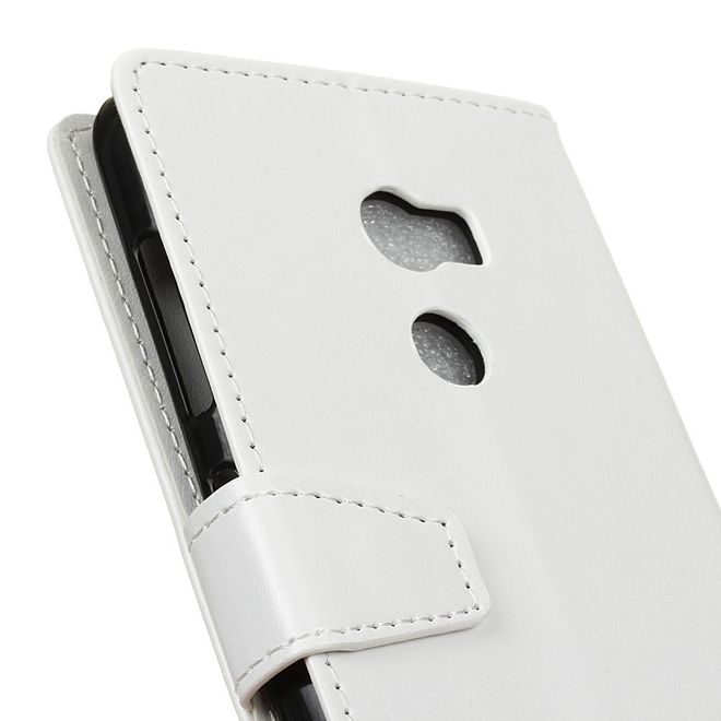 Handyhülle für HTC One X10 - Crazy Horse Leder Cover - mit Standfunktion - weiss