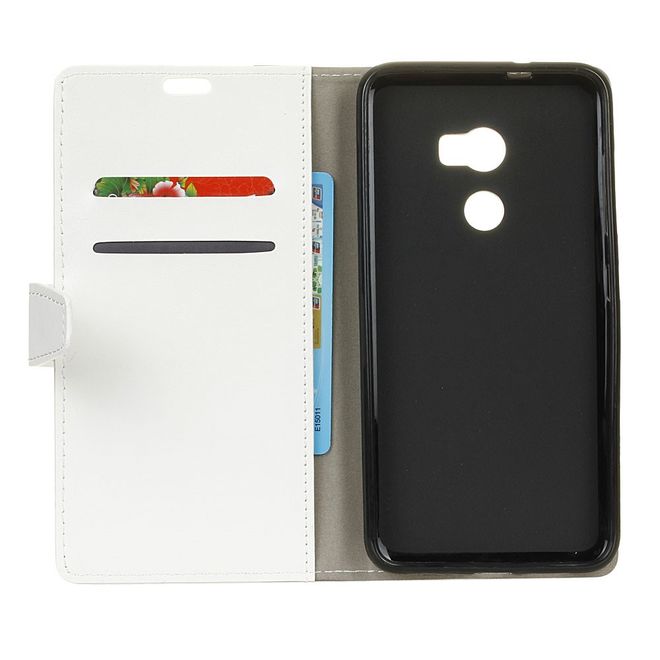 Handyhülle für HTC One X10 - Crazy Horse Leder Cover - mit Standfunktion - weiss