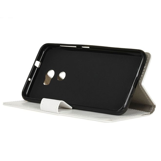 Handyhülle für HTC One X10 - Crazy Horse Leder Cover - mit Standfunktion - weiss