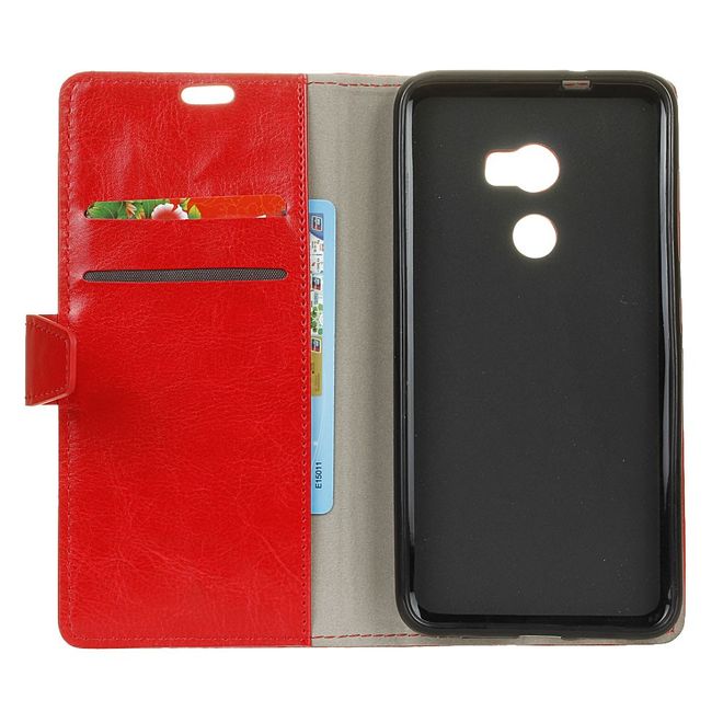 Handyhülle für HTC One X10 - Crazy Horse Leder Cover - mit Standfunktion - rot