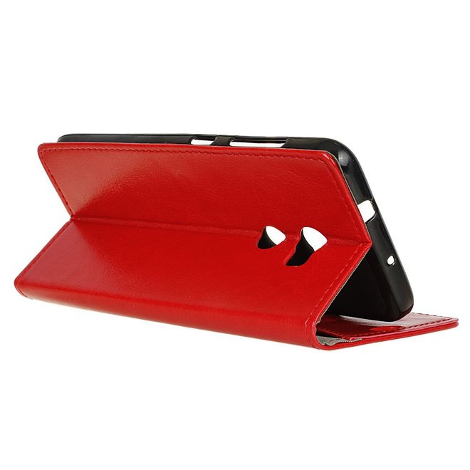 Handyhülle für HTC One X10 - Crazy Horse Leder Cover - mit Standfunktion - rot