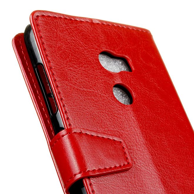 Handyhülle für HTC One X10 - Crazy Horse Leder Cover - mit Standfunktion - rot
