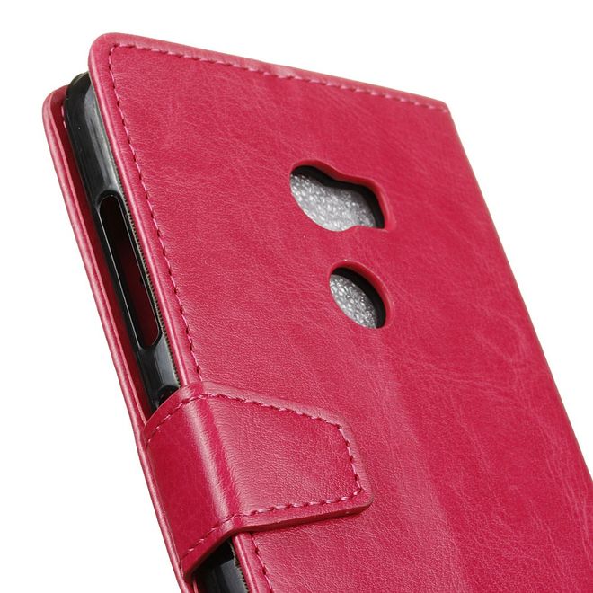 Handyhülle für HTC One X10 - Crazy Horse Leder Cover - mit Standfunktion - rosa