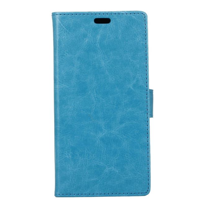 Handyhülle für HTC One X10 - Crazy Horse Leder Cover - mit Standfunktion - blau
