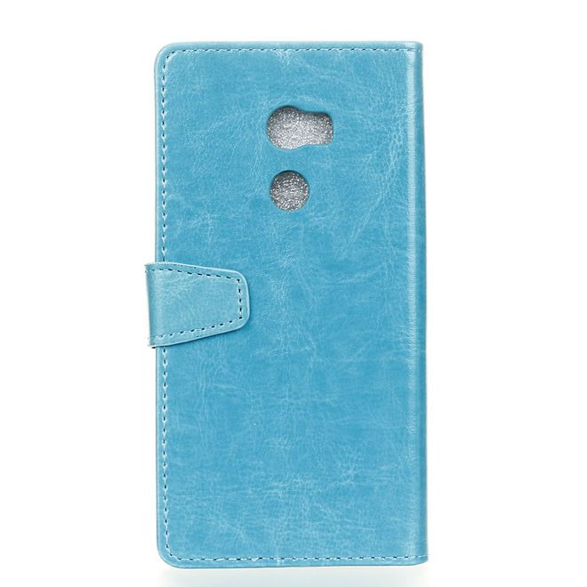 Handyhülle für HTC One X10 - Crazy Horse Leder Cover - mit Standfunktion - blau
