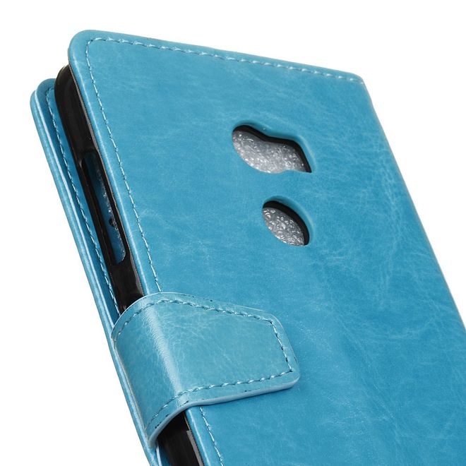 Handyhülle für HTC One X10 - Crazy Horse Leder Cover - mit Standfunktion - blau
