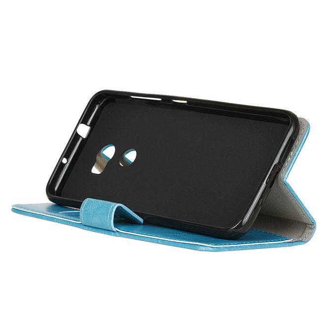 Handyhülle für HTC One X10 - Crazy Horse Leder Cover - mit Standfunktion - blau