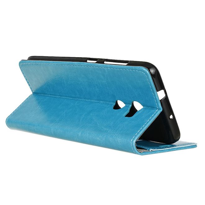Handyhülle für HTC One X10 - Crazy Horse Leder Cover - mit Standfunktion - blau