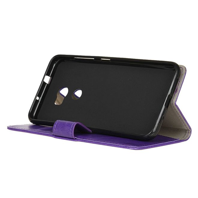 Handyhülle für HTC One X10 - Crazy Horse Leder Cover - mit Standfunktion - purpur
