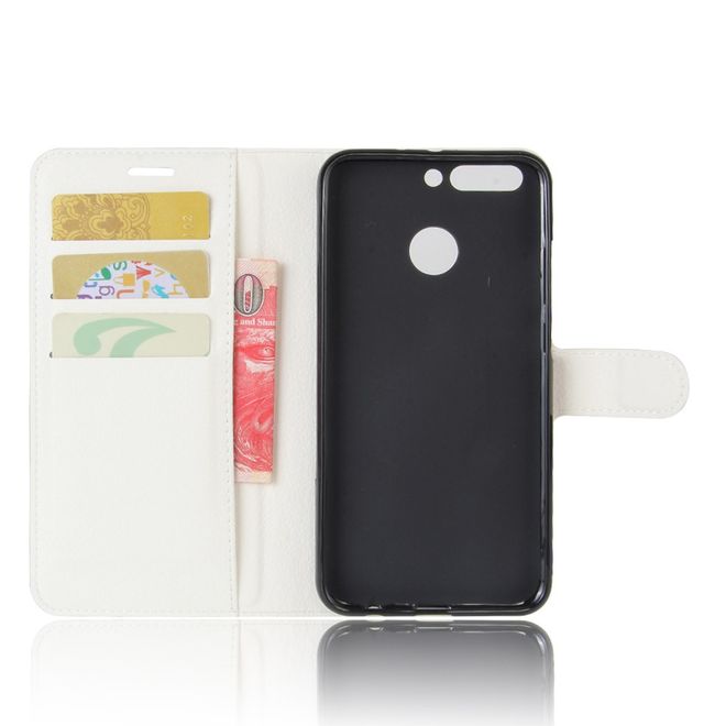 Huawei Honor 8 Pro Handyhülle - Case aus Leder - mit Litchitextur - weiss