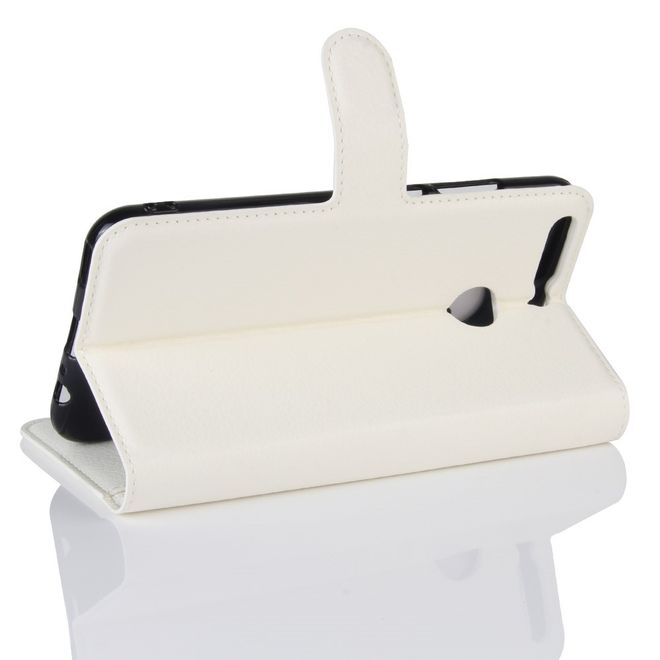 Huawei Honor 8 Pro Handyhülle - Case aus Leder - mit Litchitextur - weiss