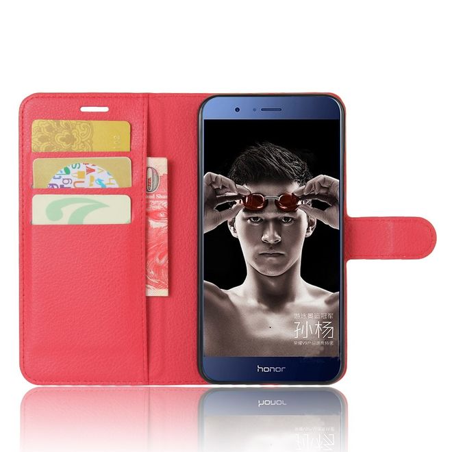 Huawei Honor 8 Pro Handyhülle - Case aus Leder - mit Litchitextur - rot