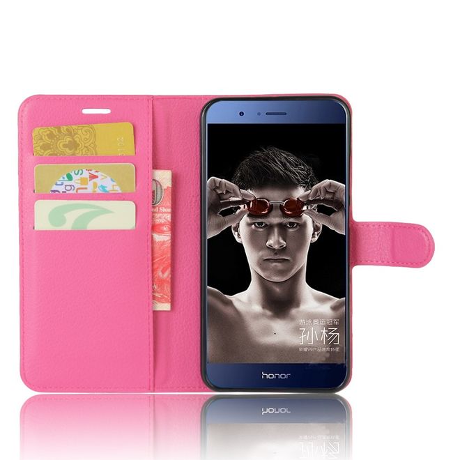Huawei Honor 8 Pro Handyhülle - Case aus Leder - mit Litchitextur - rosa