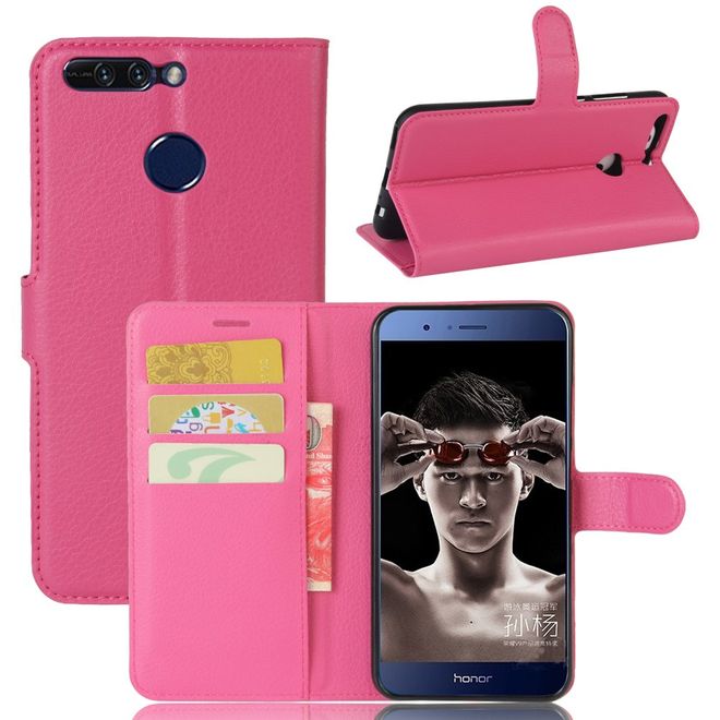 Huawei Honor 8 Pro Handyhülle - Case aus Leder - mit Litchitextur - rosa