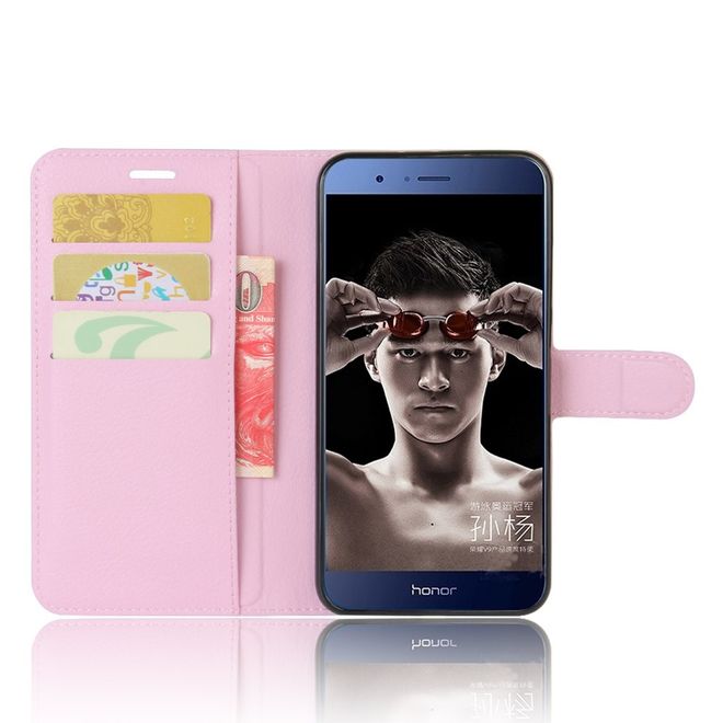 Huawei Honor 8 Pro Handyhülle - Case aus Leder - mit Litchitextur - pink