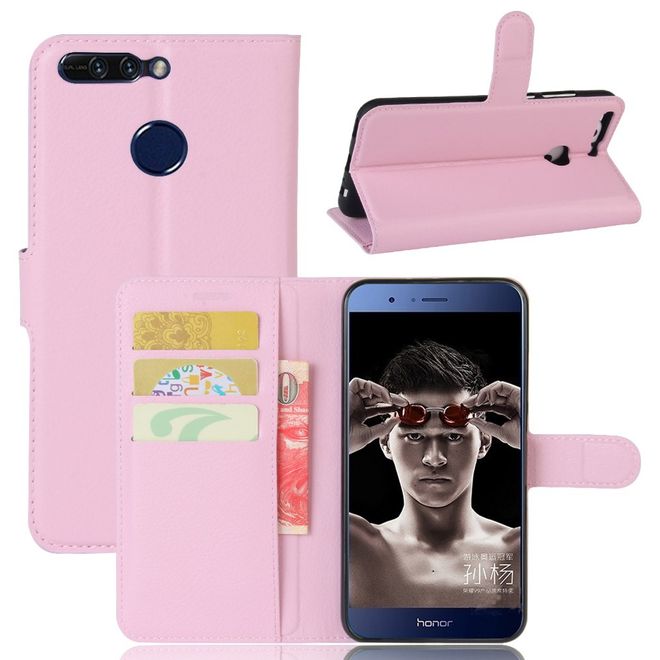 Huawei Honor 8 Pro Handyhülle - Case aus Leder - mit Litchitextur - pink