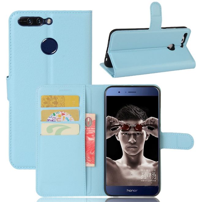Huawei Honor 8 Pro Handyhülle - Case aus Leder - mit Litchitextur - blau