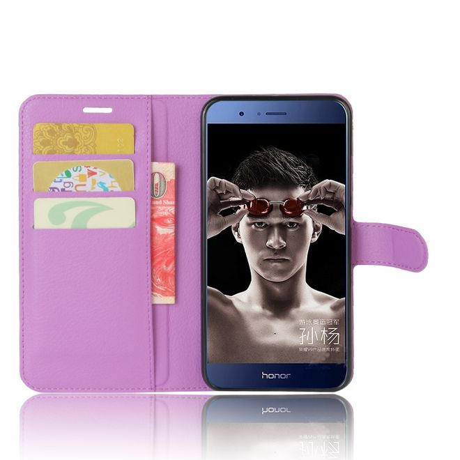 Huawei Honor 8 Pro Handyhülle - Case aus Leder - mit Litchitextur - purpur