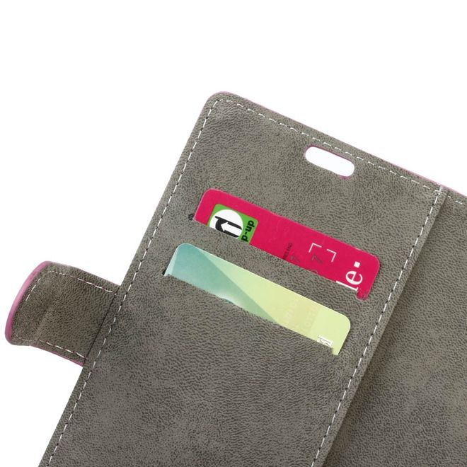 Motorola Moto G5 Handy Cover - Hülle aus Leder - mit Standfunktion - rosa