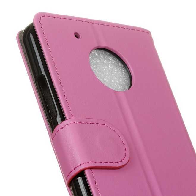 Motorola Moto G5 Handy Cover - Hülle aus Leder - mit Standfunktion - rosa