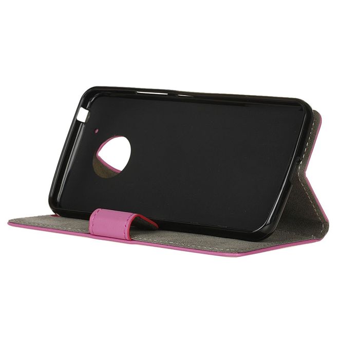 Motorola Moto G5 Handy Cover - Hülle aus Leder - mit Standfunktion - rosa