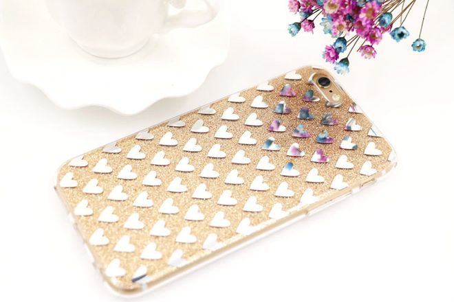 Hülle für iPhone 6 Plus/6s Plus aus Plastik Herz/Glitzer - gold