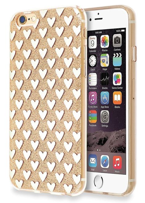Hülle für iPhone 6 Plus/6s Plus aus Plastik Herz/Glitzer - gold