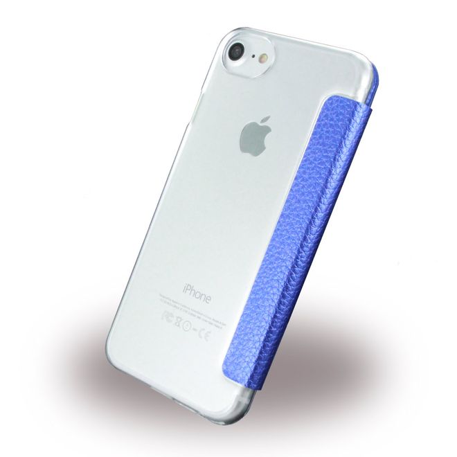 Guess - iPhone SE (2022) / SE (2020) / 8 / 7 Handy Hülle - Book Cover aus Leder - IriDescent - GUFLBKP7IGLTBL - blau