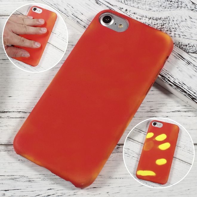 Coque pour iPhone SE (2022) / SE (2020) / 8 / 7 - Coque souple en TPU - Changement de couleur selon la température - Rouge/Jaune