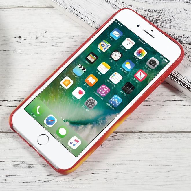 Coque pour iPhone SE (2022) / SE (2020) / 8 / 7 - Coque souple en TPU - Changement de couleur selon la température - Rouge/Jaune