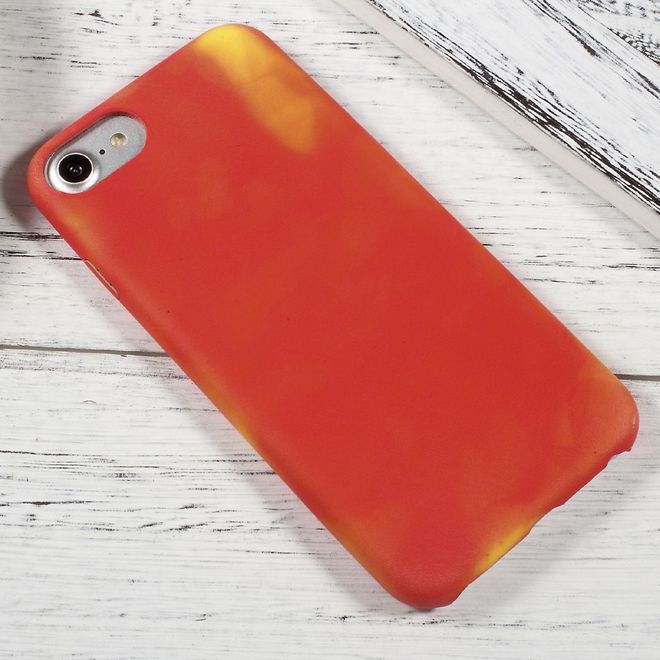Coque pour iPhone SE (2022) / SE (2020) / 8 / 7 - Coque souple en TPU - Changement de couleur selon la température - Rouge/Jaune