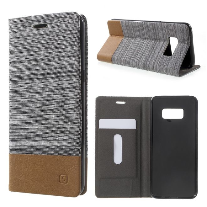 Samsung Galaxy S8 Handycase - Bookcover - zweifarbig - hellgrau