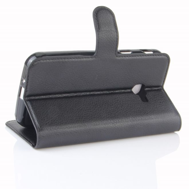 Handy Case für Samsung Galaxy Xcover 4 - Hülle aus Leder - mit Litchitextur und Standfunktion - schwarz