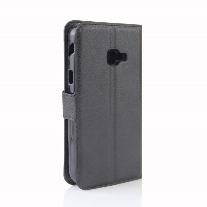 Handy Case für Samsung Galaxy Xcover 4 - Hülle aus Leder - mit Litchitextur und Standfunktion - schwarz