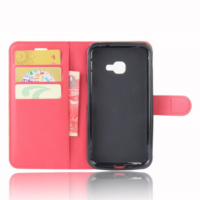 Handy Case für Samsung Galaxy Xcover 4 - Hülle aus Leder - mit Litchitextur und Standfunktion - rot