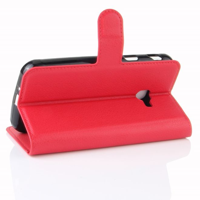 Handy Case für Samsung Galaxy Xcover 4 - Hülle aus Leder - mit Litchitextur und Standfunktion - rot