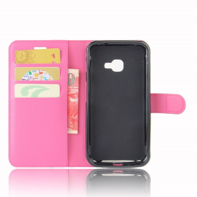 Handy Case für Samsung Galaxy Xcover 4 - Hülle aus Leder - mit Litchitextur und Standfunktion - rosa