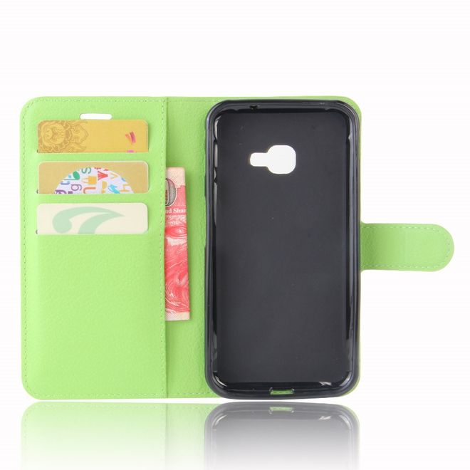Handy Case für Samsung Galaxy Xcover 4 - Hülle aus Leder - mit Litchitextur und Standfunktion - grün