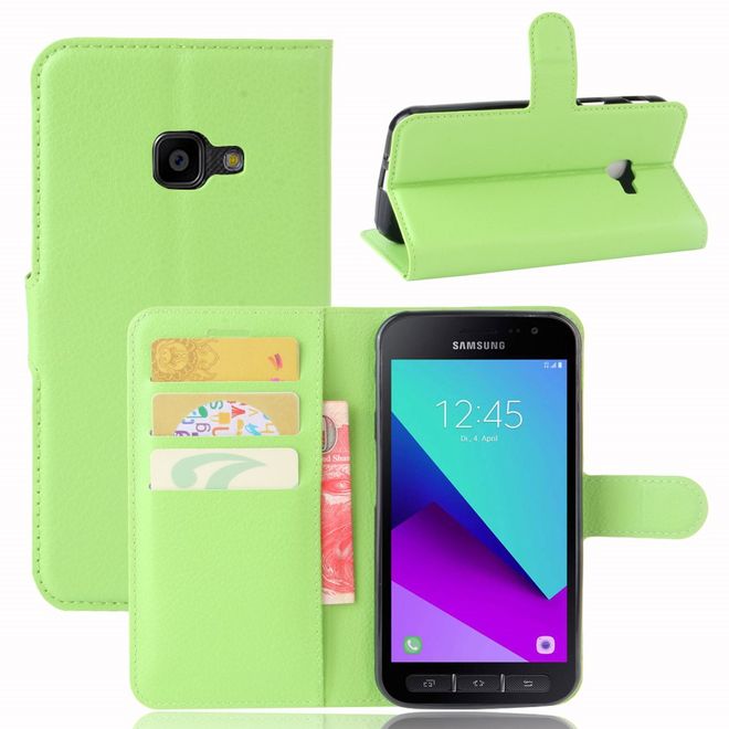 Handy Case für Samsung Galaxy Xcover 4 - Hülle aus Leder - mit Litchitextur und Standfunktion - grün