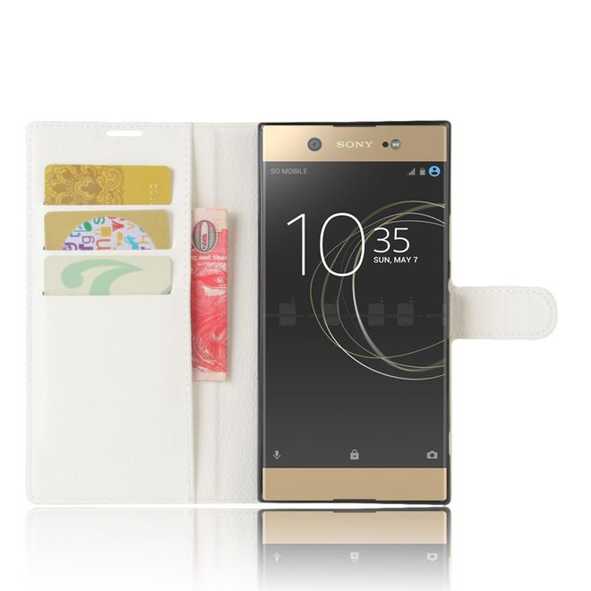 Hülle für Sony Xperia XA1 Ultra - Case aus Leder - mit Litchitextur - weiss
