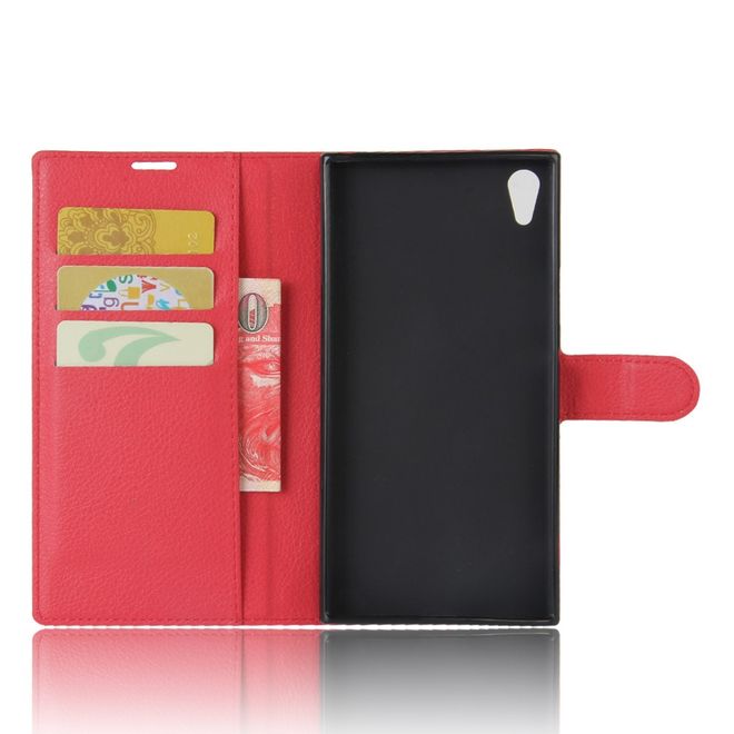 Hülle für Sony Xperia XA1 Ultra - Case aus Leder - mit Litchitextur - rot