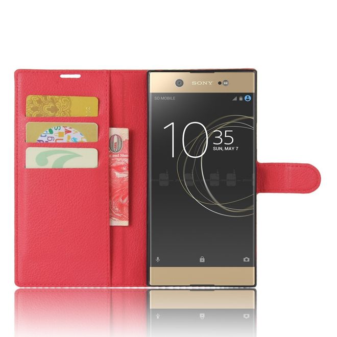 Hülle für Sony Xperia XA1 Ultra - Case aus Leder - mit Litchitextur - rot