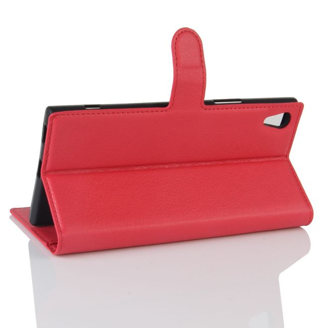 Hülle für Sony Xperia XA1 Ultra - Case aus Leder - mit Litchitextur - rot