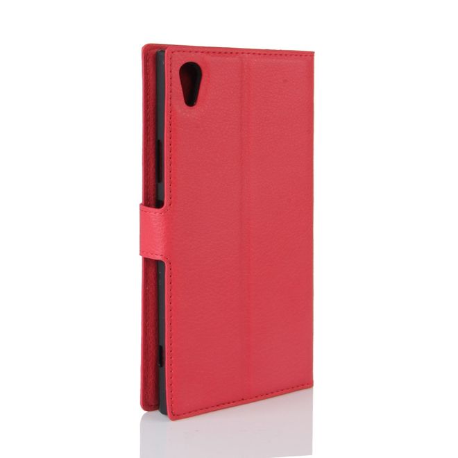 Hülle für Sony Xperia XA1 Ultra - Case aus Leder - mit Litchitextur - rot